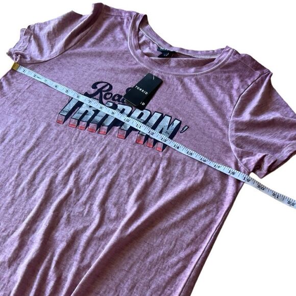 Torrid Road Trippin' Mauve Pink Tie Front Tee size 00 (M/L) - Picture 15 of 16
